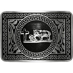 Women's Asian Style Religion Cross Kneeling Prayer And Horse Design Belt Buckles